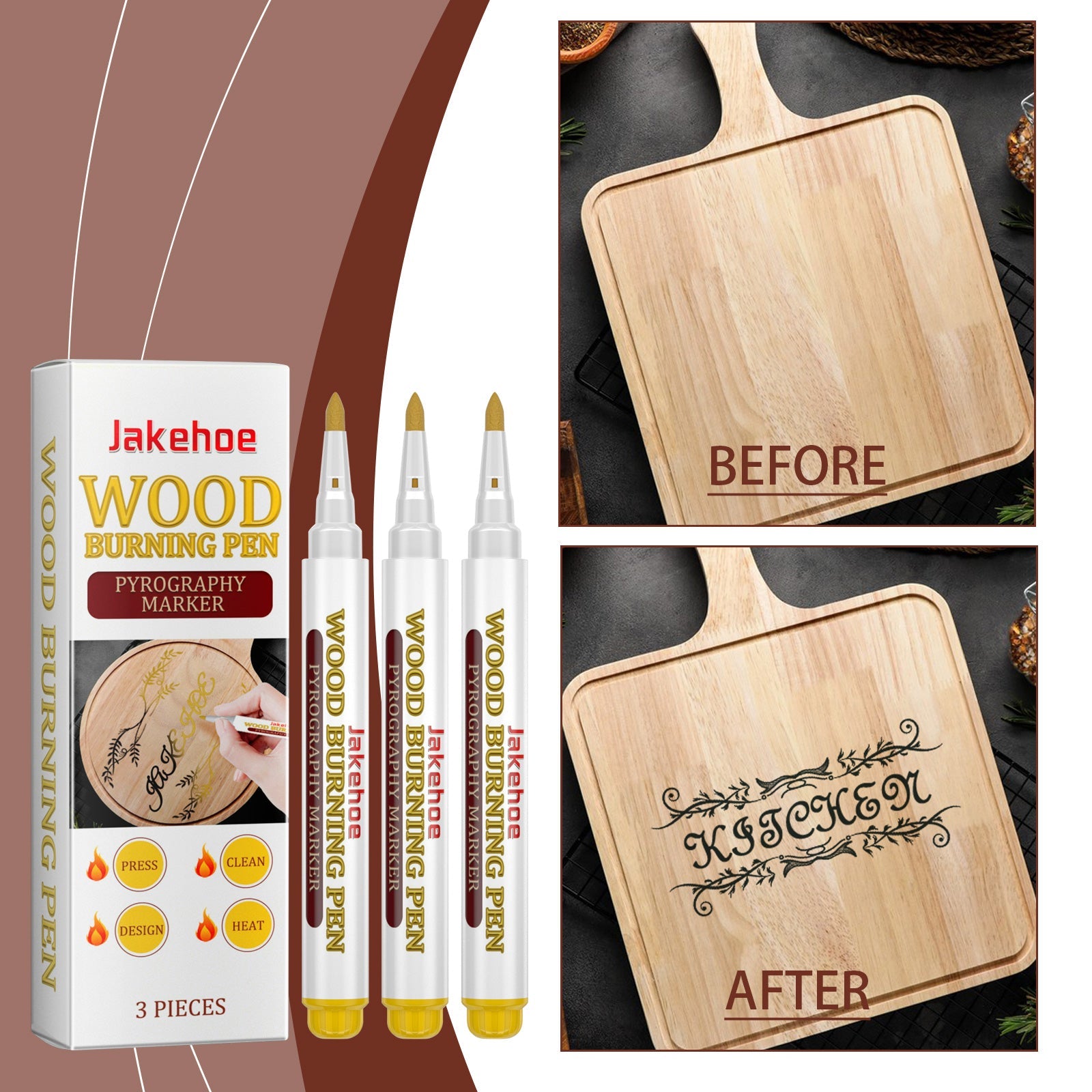 Woodworking Drawing Pen, Woodworking Burning Pen Wood Pyrography Pen Drawing Scorch Pen Wood Mark Number - Korvel