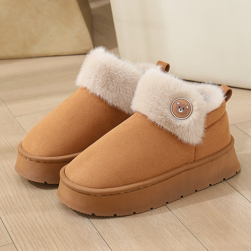 Chaussons en coton à enroulement de cheville - Chaussures épaisses antidérapantes et chaudes