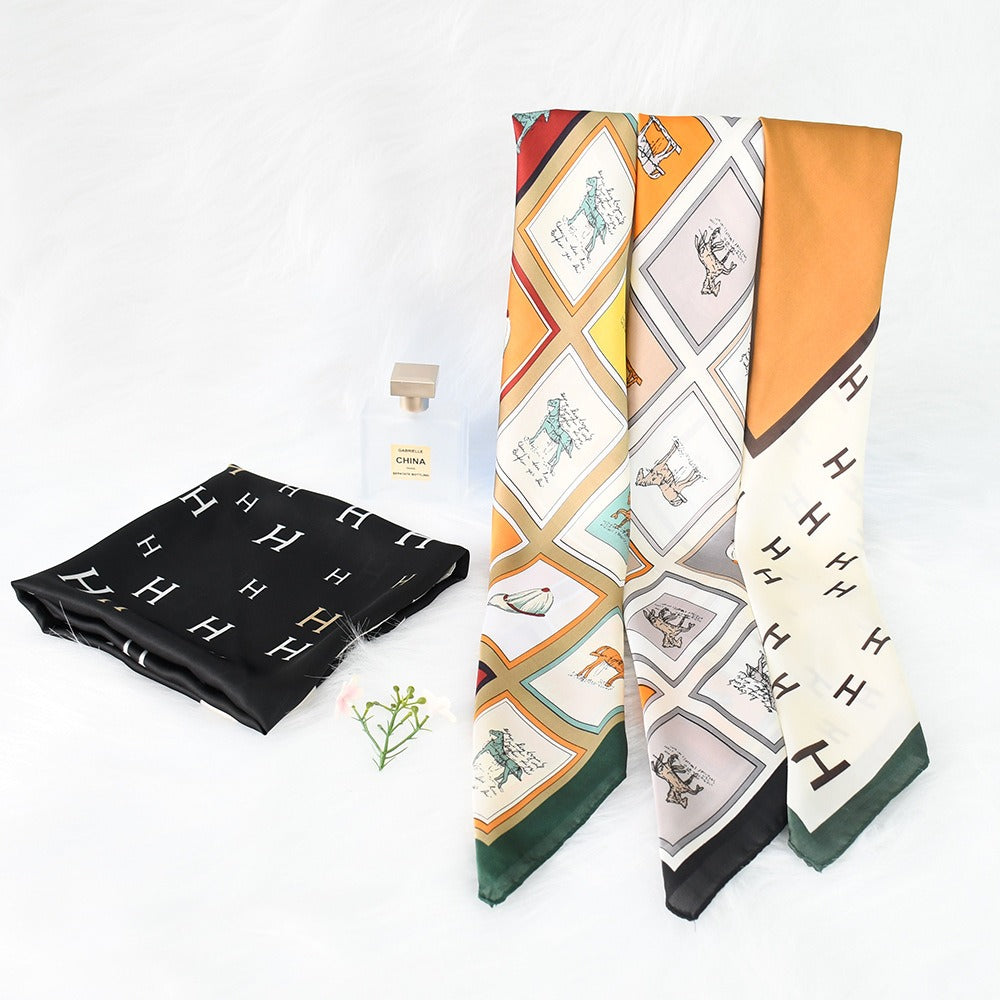 Silk Scarf Women's Sunscreen Beach Imitation Silk Versatile Silk Scarf Neckband - Korvel