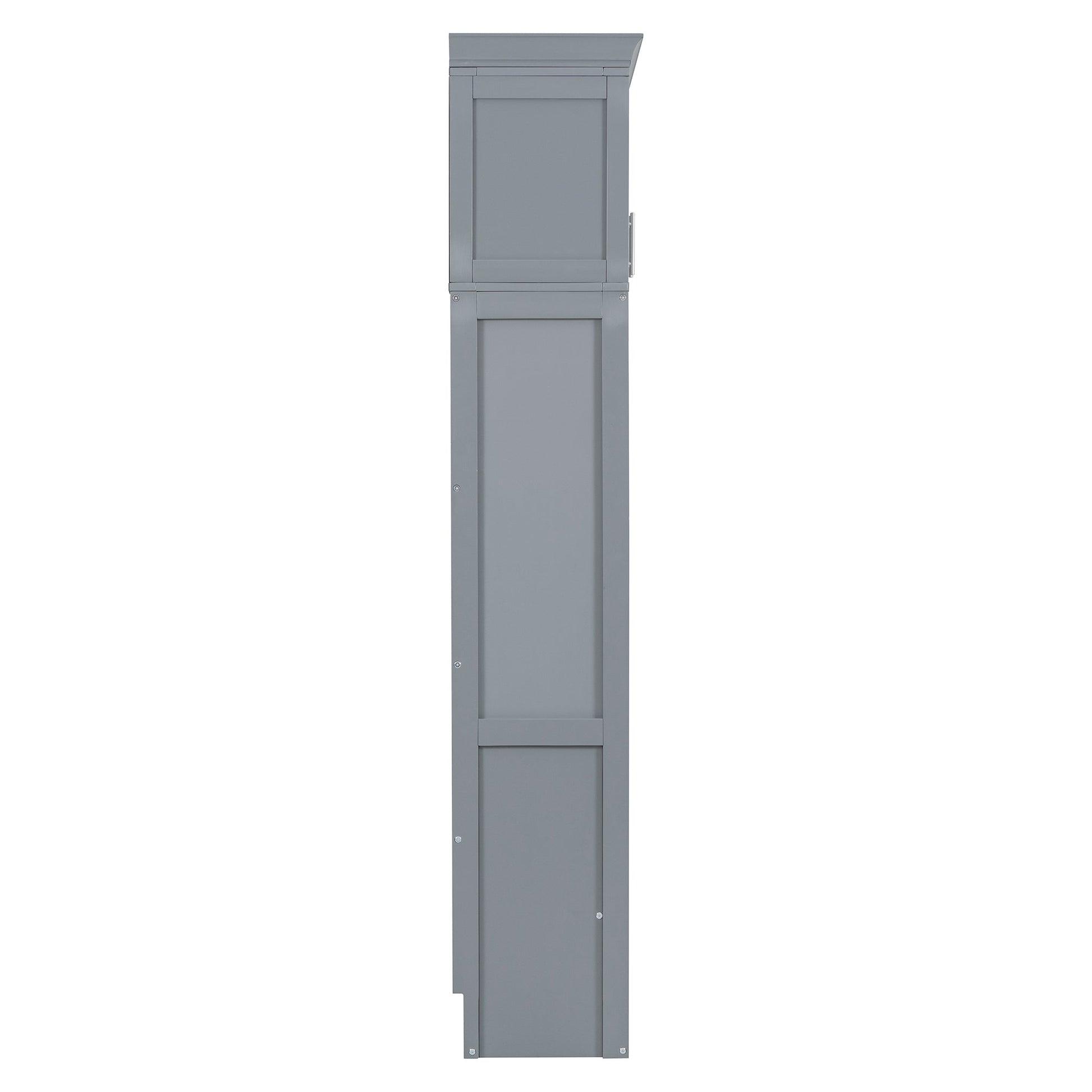 Full Size Murphy Bed Wall Bed with Top Cabinets,Gray - Korvel