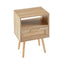 15.75" Rattan End table with drawer and solid wood legs Modern nightstand side table for living room natural - Korvel