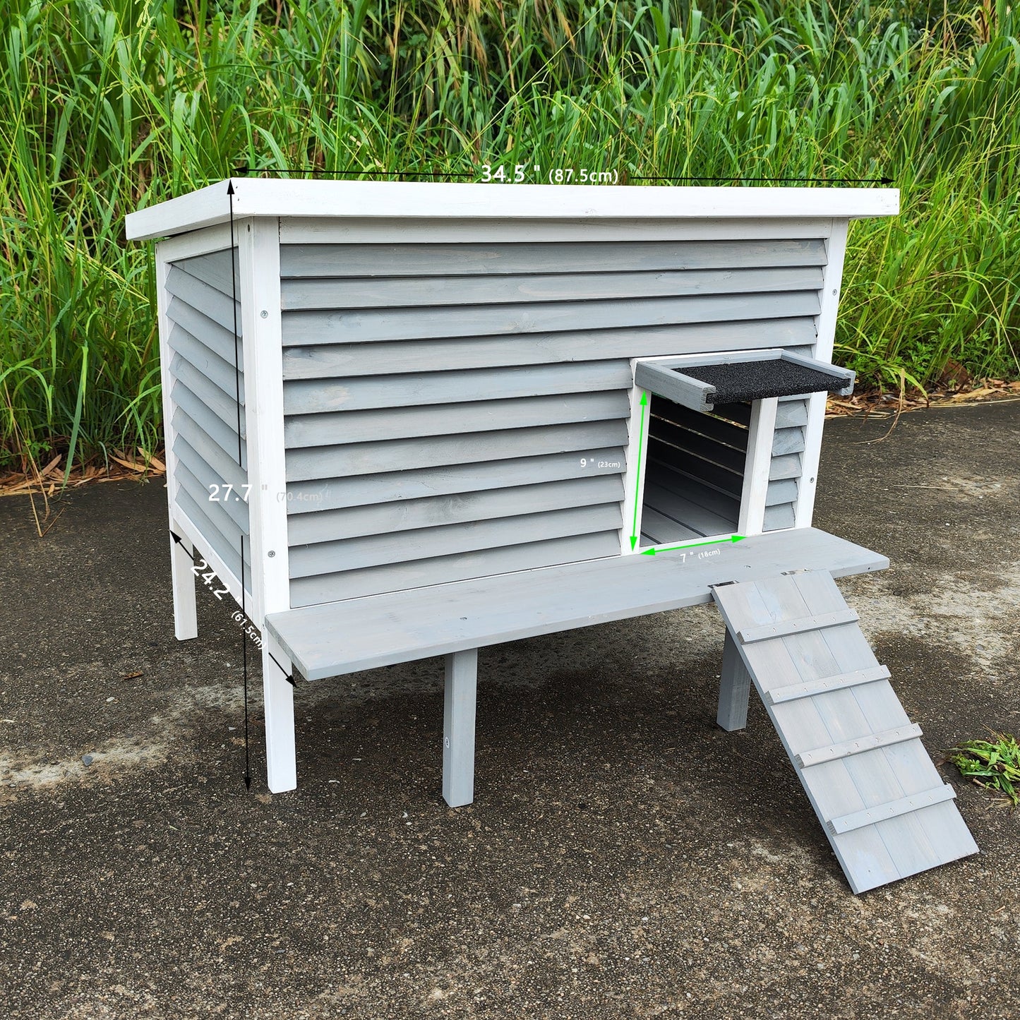 Outdoor Breathable Cat House for Outside Cats,Cat Shelter for Feral Cats with Escape Door,Porch Deck - Korvel