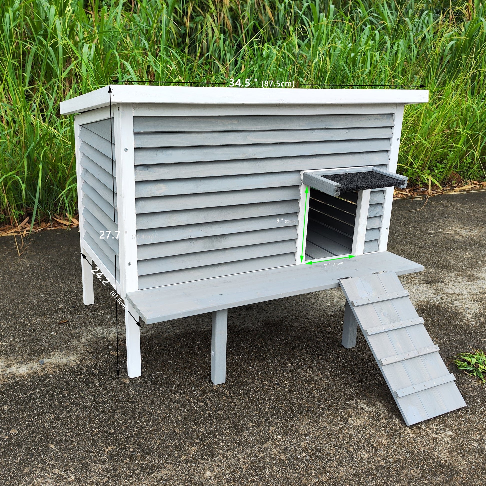 Outdoor Breathable Cat House for Outside Cats,Cat Shelter for Feral Cats with Escape Door,Porch Deck - Korvel
