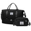 Large-Capacity Quilted Travel Duffel Bag with Embroidered Handle