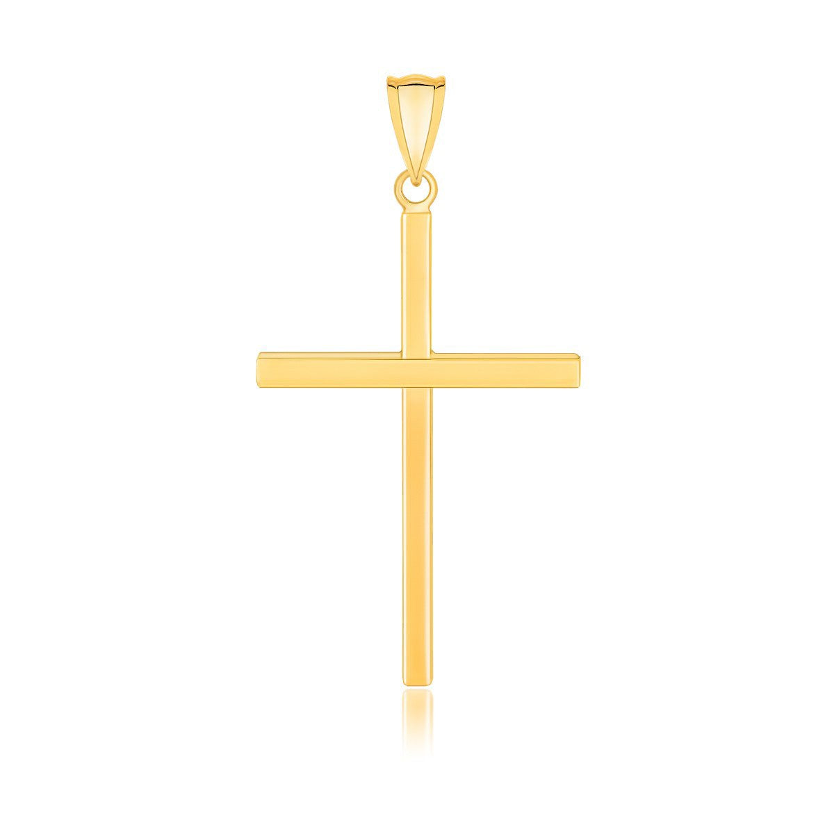 Pendentif croix plat en or jaune 14 carats poli
