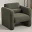 Modern style chair with sheepskin Sherpa fabric soft cushion, comfortable armchair, soft with backrest and pillow, seaweed green - Korvel