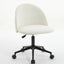 Velvet fabric office chair, mid back adjustable rotating computer chair, black legs, cushioned office chair with wheels ，White - Korvel