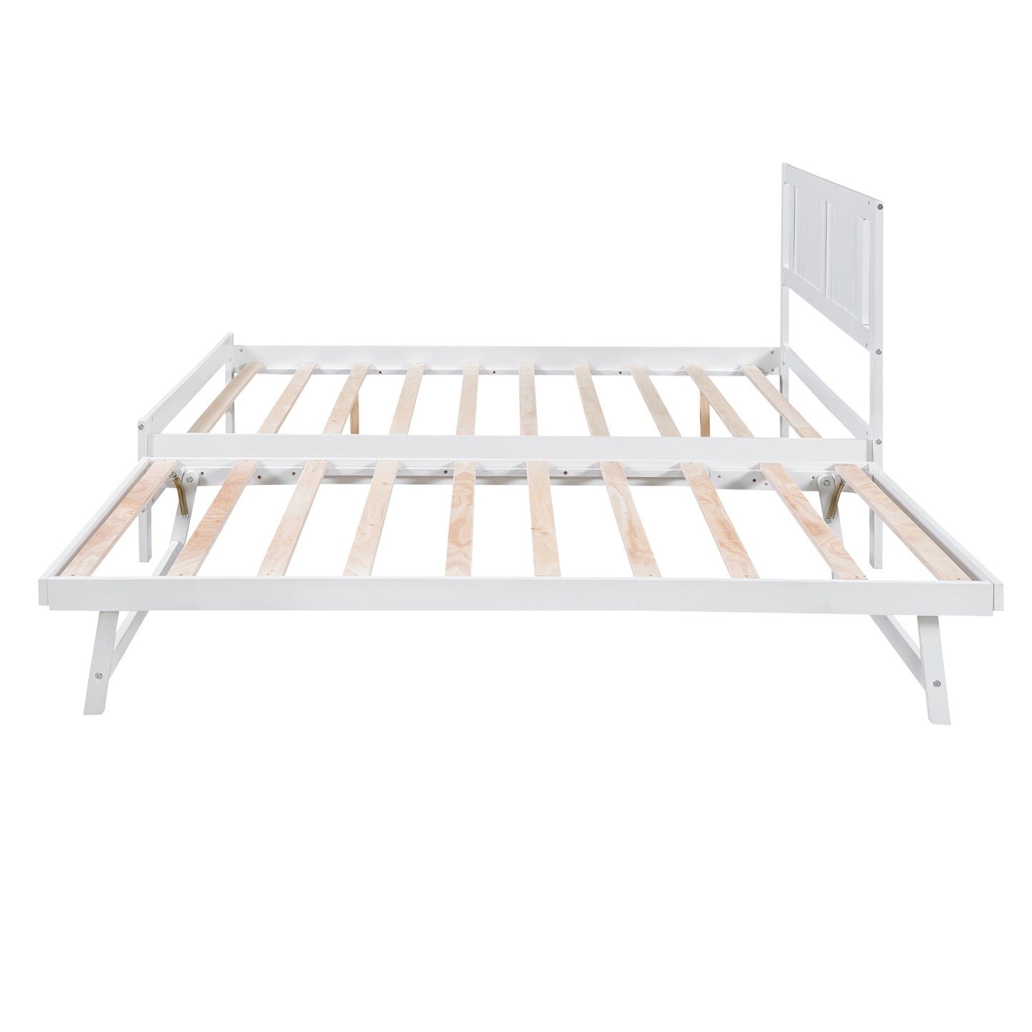 Lit plateforme de taille complète avec trundle ajustable - Blanc