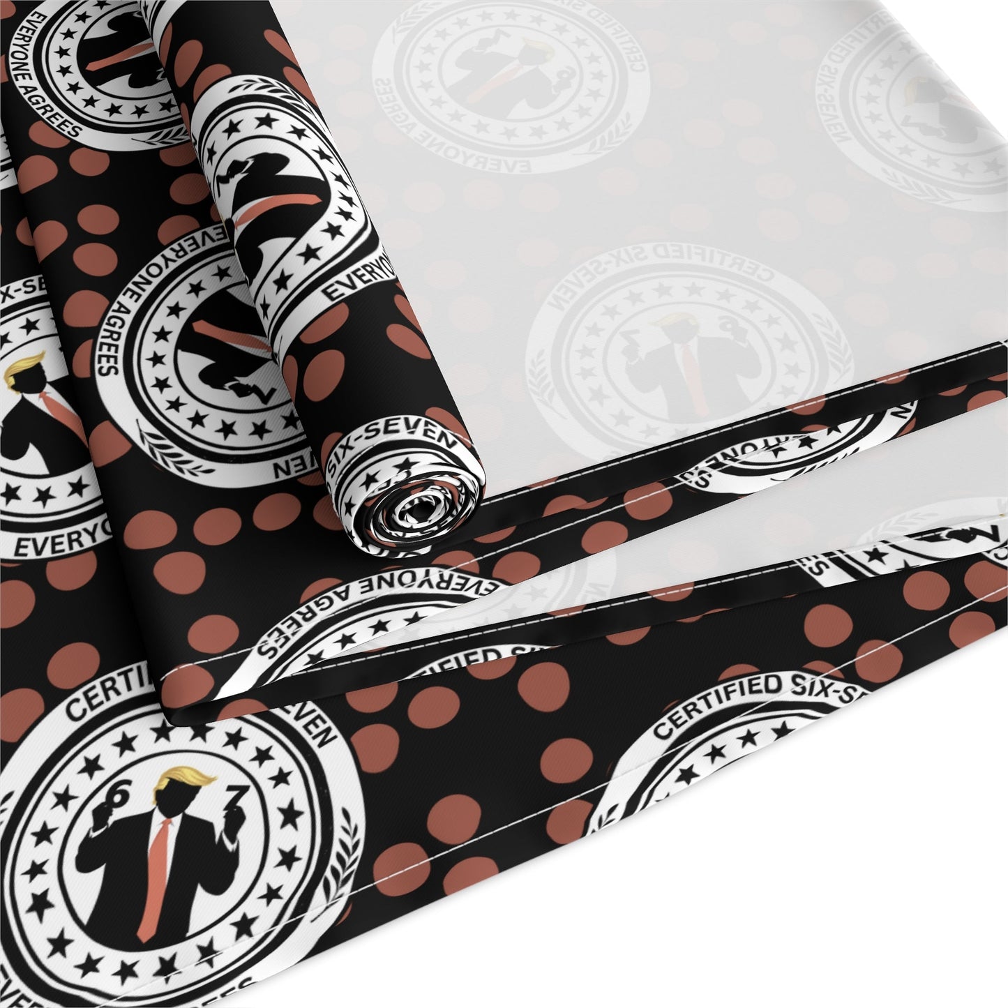 Certified Six Seven Table Runner – Political Parody Medallion Decor