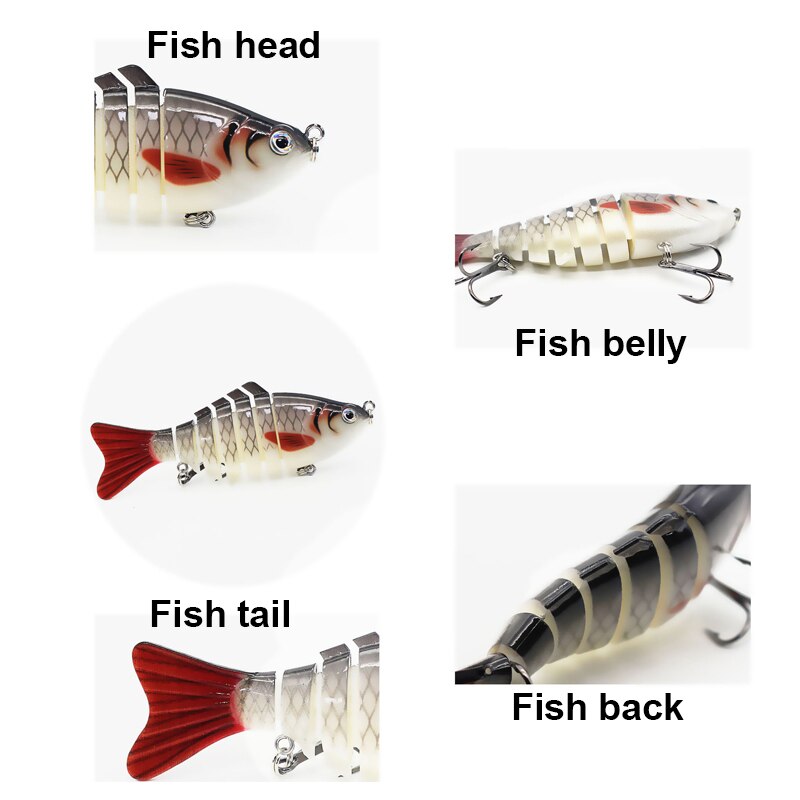 Multi Jointed Fishing Lure Sinking Artificial Wobbler Bait Hard Bait Swimbait 10cm/15.7g Fishing Tackle 7 Sections Crankbait - Korvel