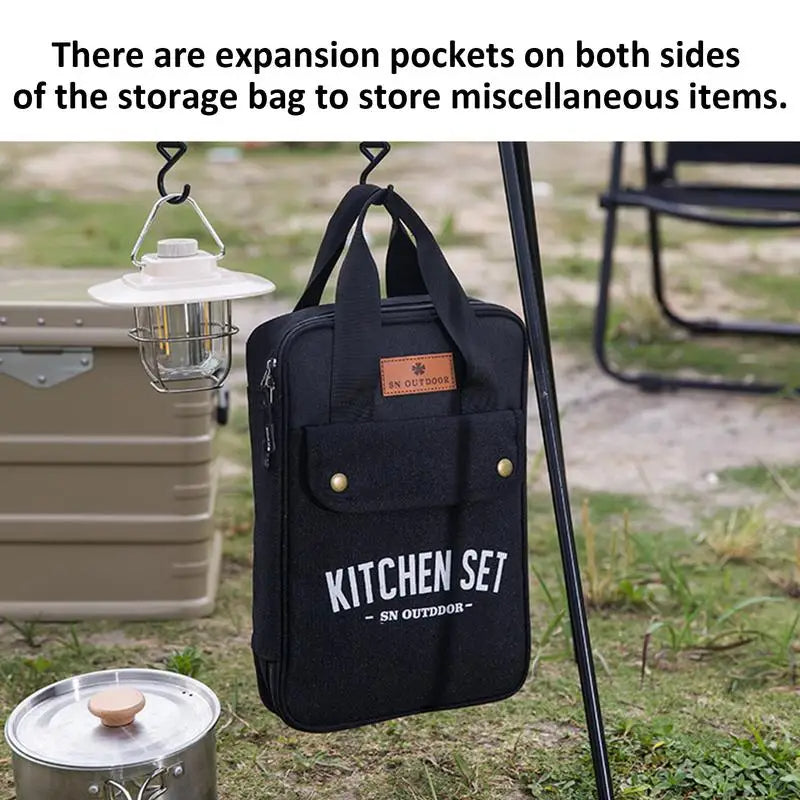 Camping Kitchen Set 8pcs Camping Outdoor Cookware Kit Stainless Steel Camping Tool Travel Set And Utensil Organizer Storage bag - Korvel