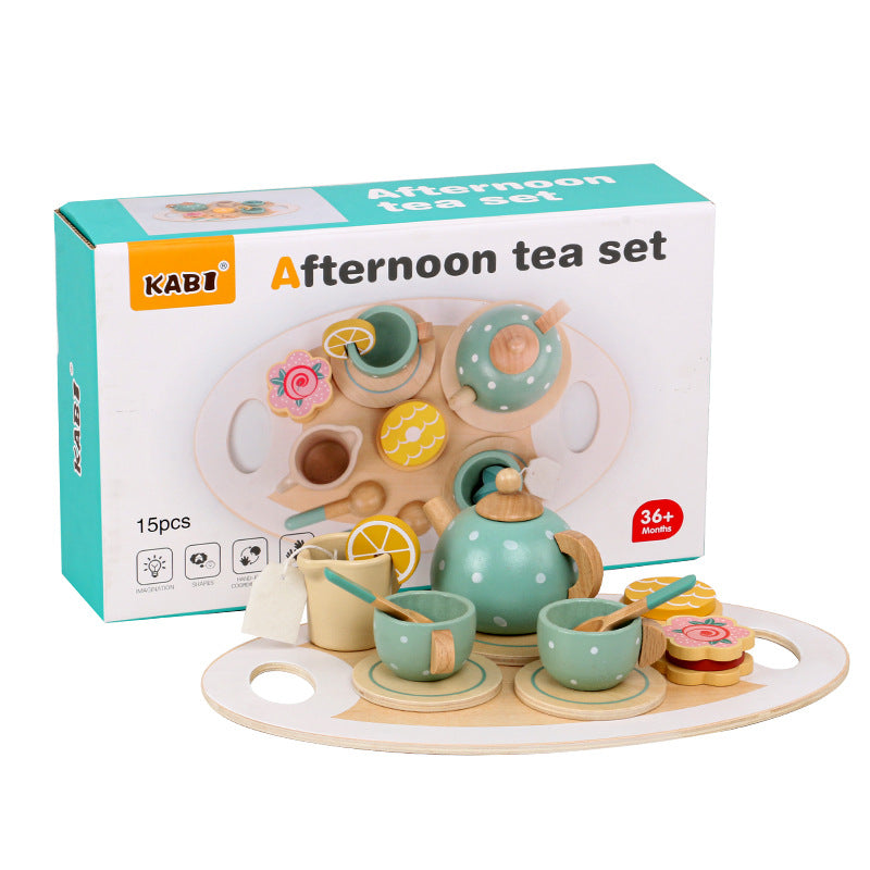 Children's Home Afternoon Tea Desserts Cake Sales Teapot Cups Tea Set Wooden Christmas Toys Gifts - Korvel