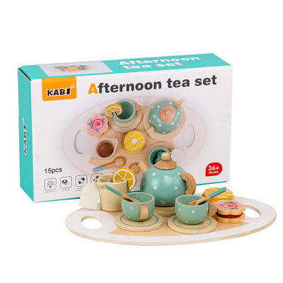 Children's Home Afternoon Tea Desserts Cake Sales Teapot Cups Tea Set Wooden Christmas Toys Gifts - Korvel