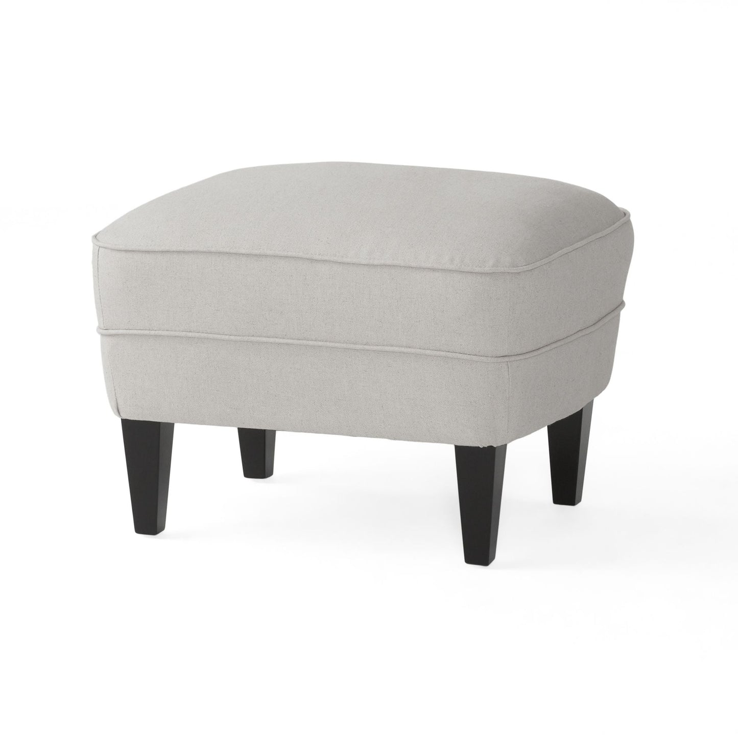 Modern light grey fabric club chair and Ottoman set, stylish cushioned armchair, paired with Ottoman style - Korvel