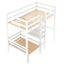 Convertible Loft Bed with L-Shape Desk, Twin Bunk Bed with Shelves and Ladder White - Korvel