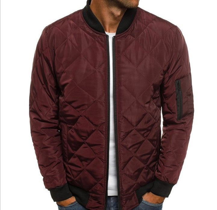 Men's Solid Color Stand Collar Puffer Jacket