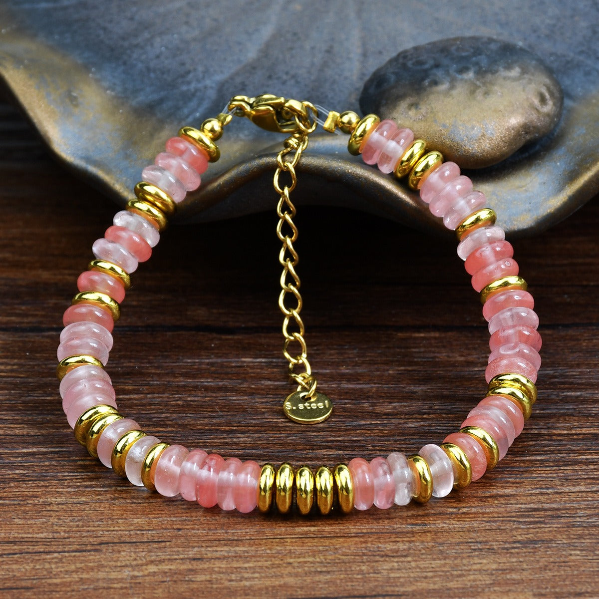Ins style dopamine colored natural stone bead bracelet for women niche and high-end non fading crystal bracelet - Korvel