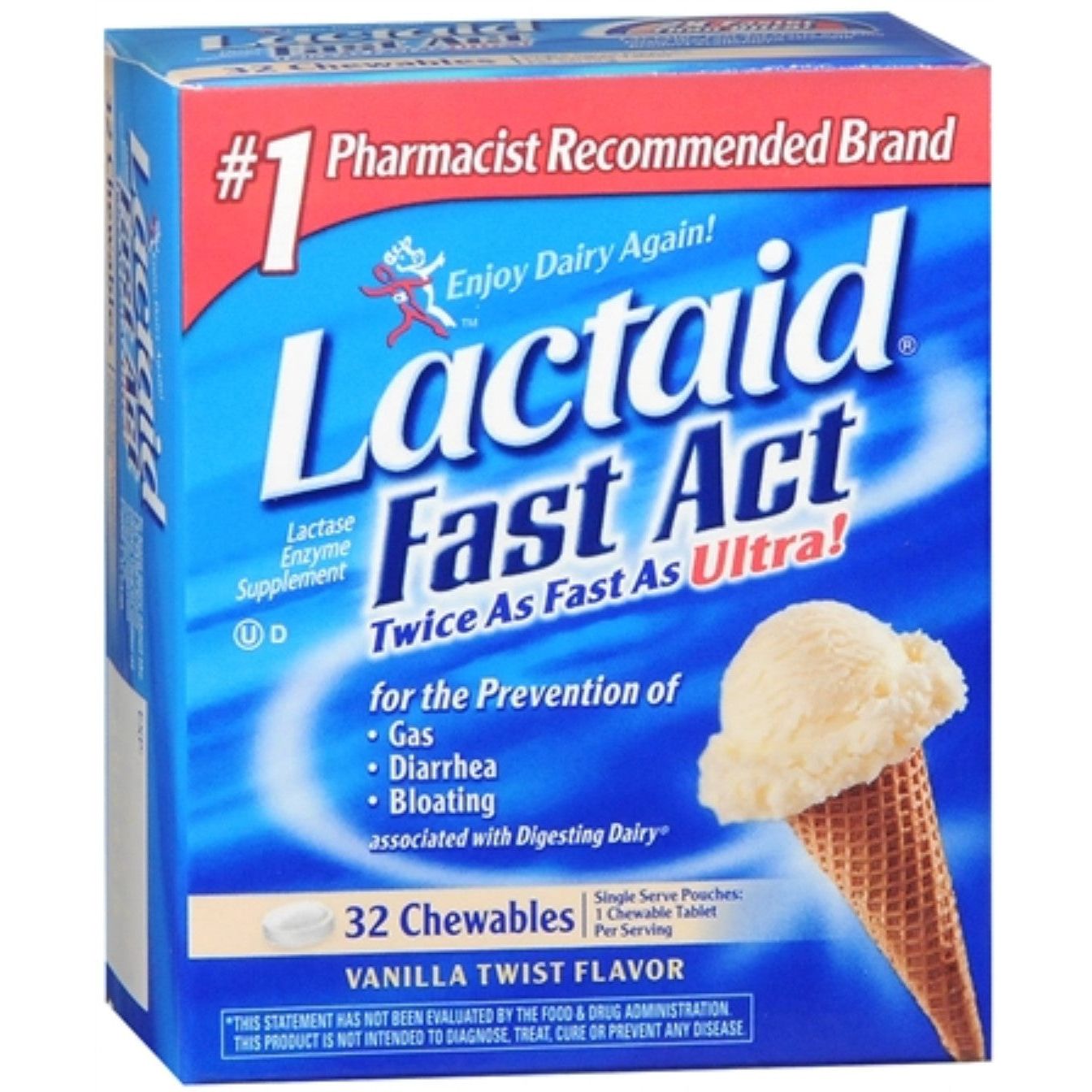 Lactaid Fast Act Chewables - Sabor Vainilla Twist