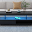 U-Can LED coffee table with storage space, modern central table with 2 drawers and display rack, equipped with LED lights, black - Korvel