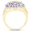 Anillo de Clúster de Tanzanita Baño de Oro Amarillo de 14K