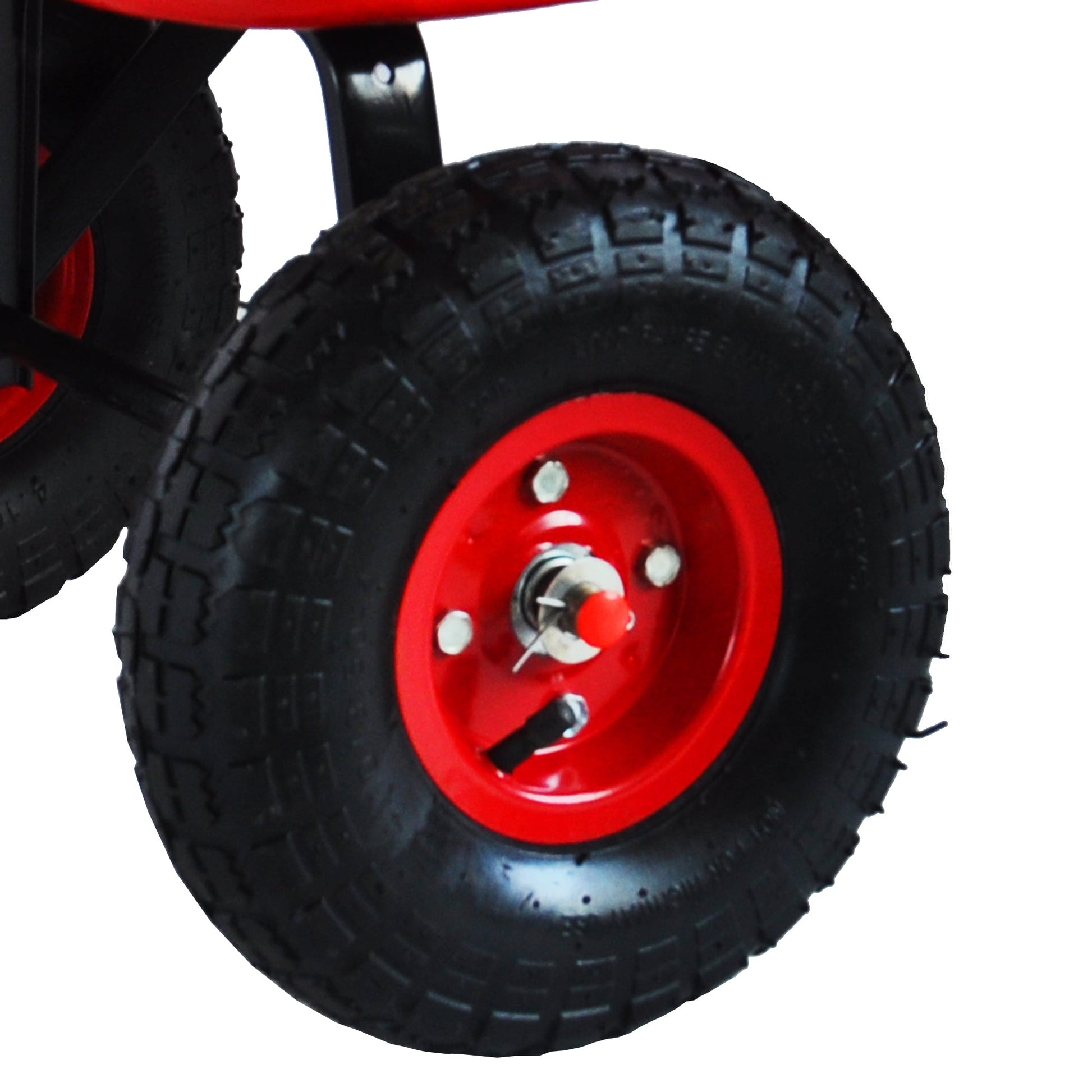 Outdoor Wagon All Terrain Pulling w/Wood Railing Air Tires Children Kid Garden（Red） - Korvel
