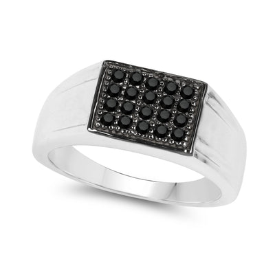 0.30 Carat Genuine Black Diamond Sterling Silver Engagement Ring