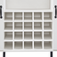 White Faux Rattan Barn Door Wine Cabinet with Wine Rack and Wine Glass Rack, Double Door Design with Removable Shelves - Korvel