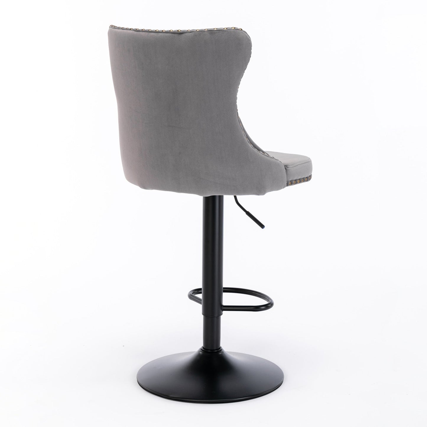 Gray,Set of 2 25-33 Inch,17.7 inch base, Modern Upholstered Bar Stools with Backs Comfortable Tufted for Home Pub and Kitchen - Korvel