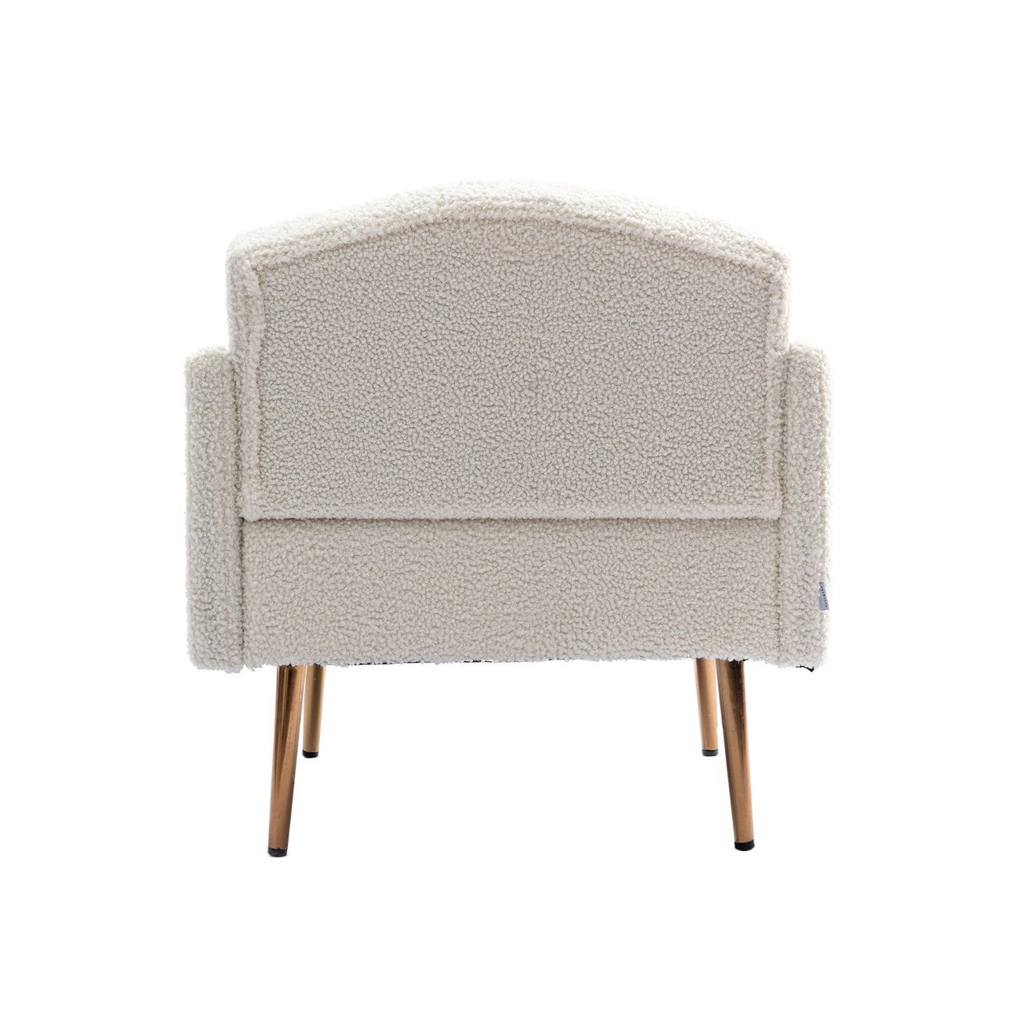 COOLMORE modern style armchair, plush decorative fabric armchair with golden metal legs (white teddy bear) - Korvel