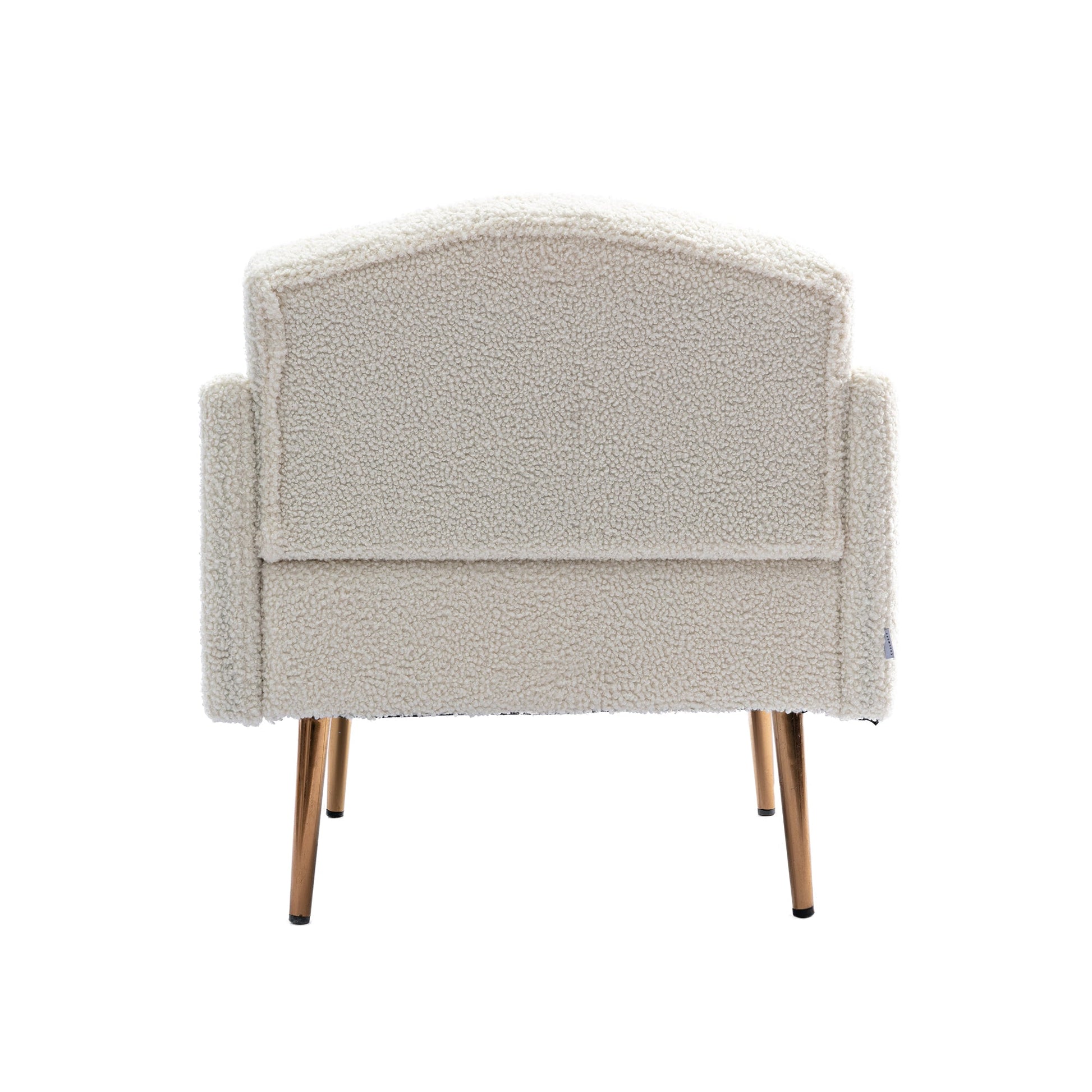 COOLMORE modern style armchair, plush decorative fabric armchair with golden metal legs (white teddy bear) - Korvel