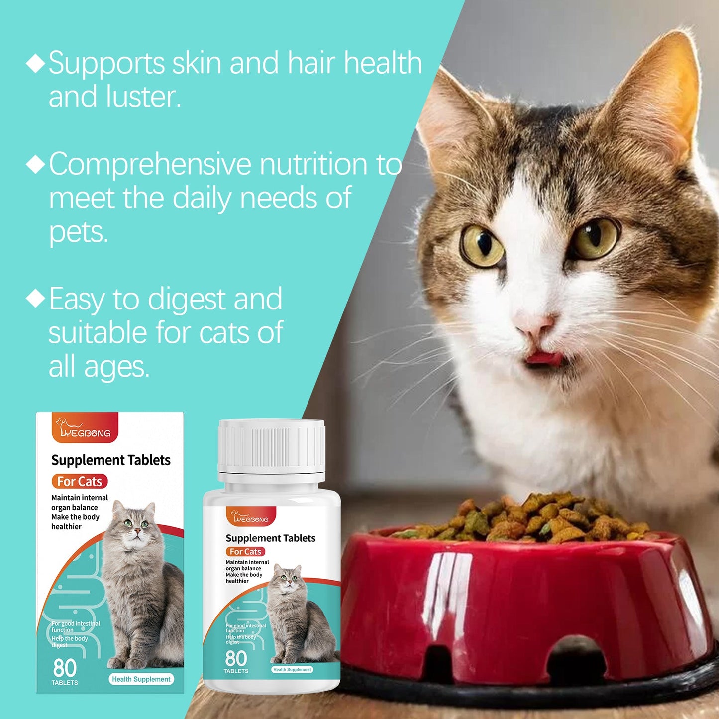 Premium Cat Probiotic Tablets for Digestive Balance