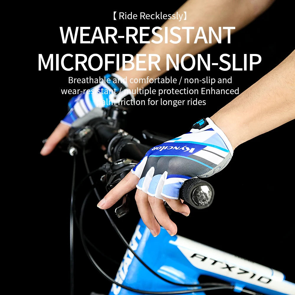 Outdoor cycling half finger gloves men's and women's sports fitness breathable Lycra short finger cycling gloves - Korvel