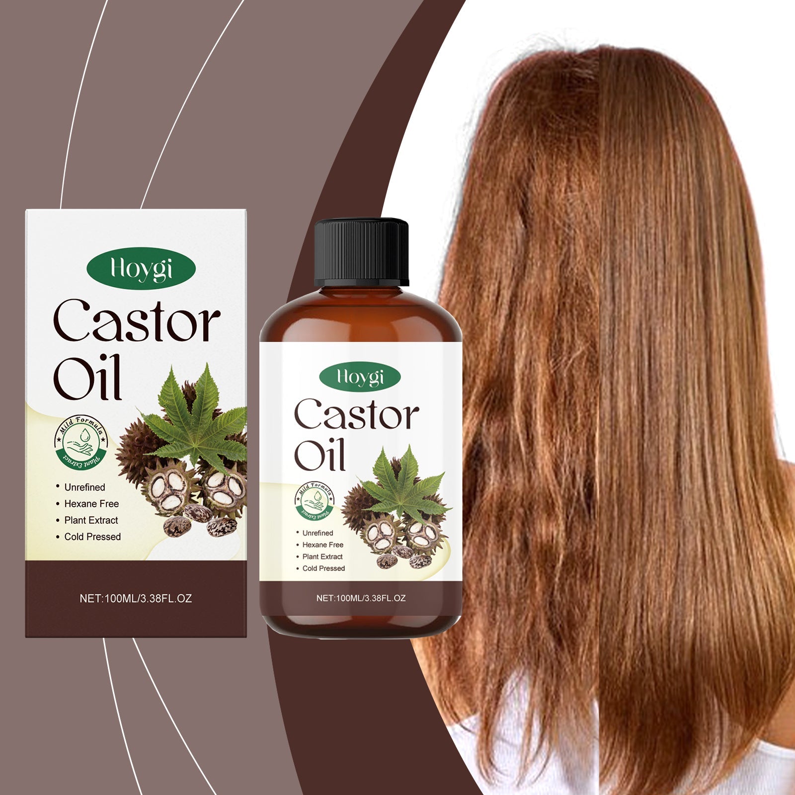 Organic Castor Oil Body Skin Nourishing Hydrating Brows Hair Hydrating Massage Oil - Korvel