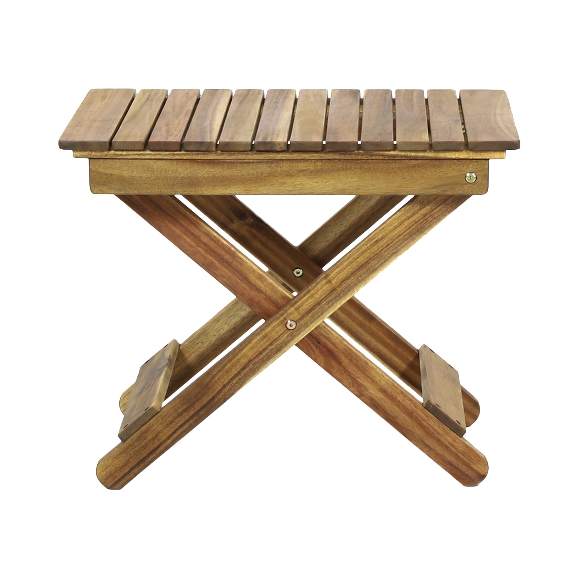 Outdoor Folding Wooden Side Table, Natural, 15"D x 22.75"W x 18.25"H - Korvel