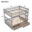 Full over Full Bunk Bed with Drawers, Convertible Beds  Gray - Korvel