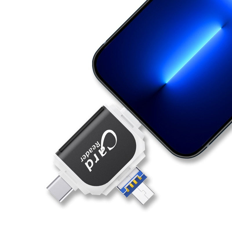 Plug and play for Apple and Android phones multifunctional card reader four in one multifunctional TF card SD card - Korvel