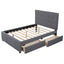 Linen Upholstered Platform Bed With Headboard and Two Drawers Full - Korvel