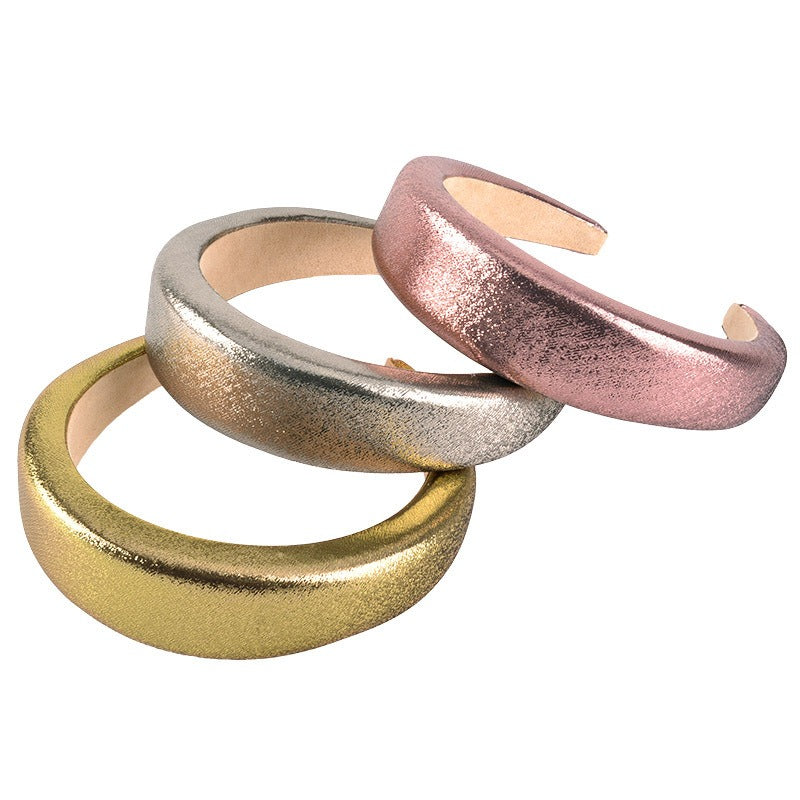 Bright Sponge Hair Hoop Wide Edge Thick Colored Shiny Silk Fabric Hair Accessories - Korvel