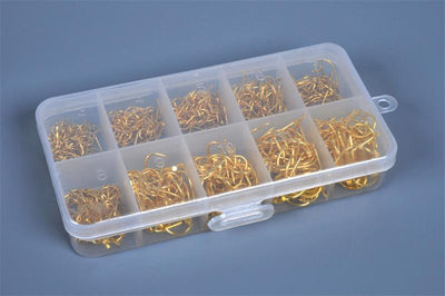 LEO 500pcs Golden Fishing Hooks - Multiple Sizes, Anti-Corrosion