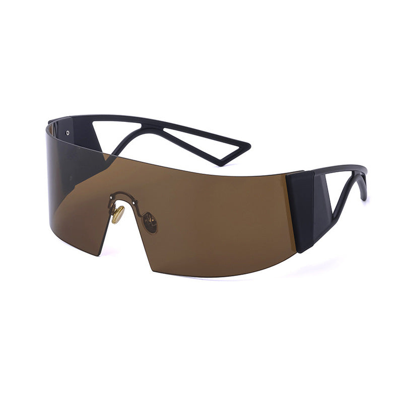 Trendy One Piece Large Frame Sunglasses for Outdoor Activities