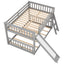 Full over Full Bunk Bed with Convertible Slide and Ladder  Gray - Korvel