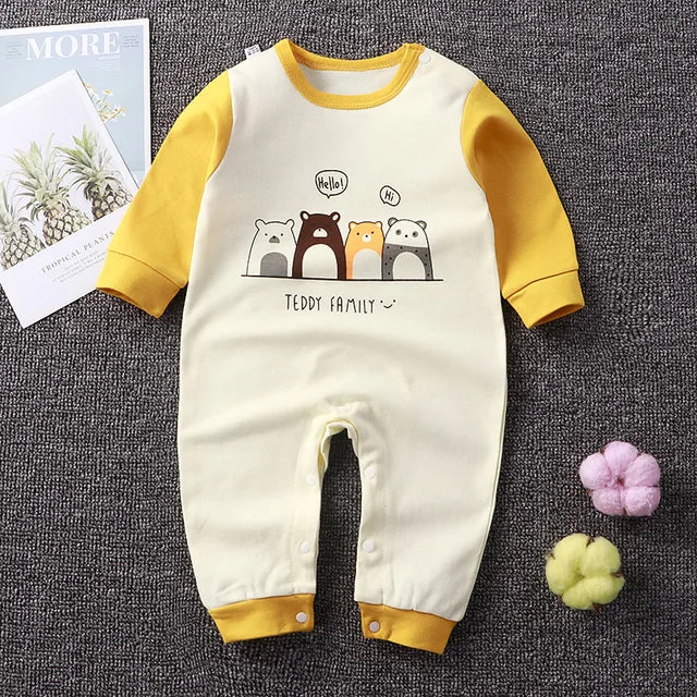 2024 Spring Autumn 0-2 Years Old Baby Romper Baby Jumpsuit Boys Girls Long-sleeved Trousers Newborn Romper Climbing Clothes - Korvel
