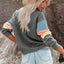 Color Block Round Neck Long Sleeve Sweatshirt - Korvel