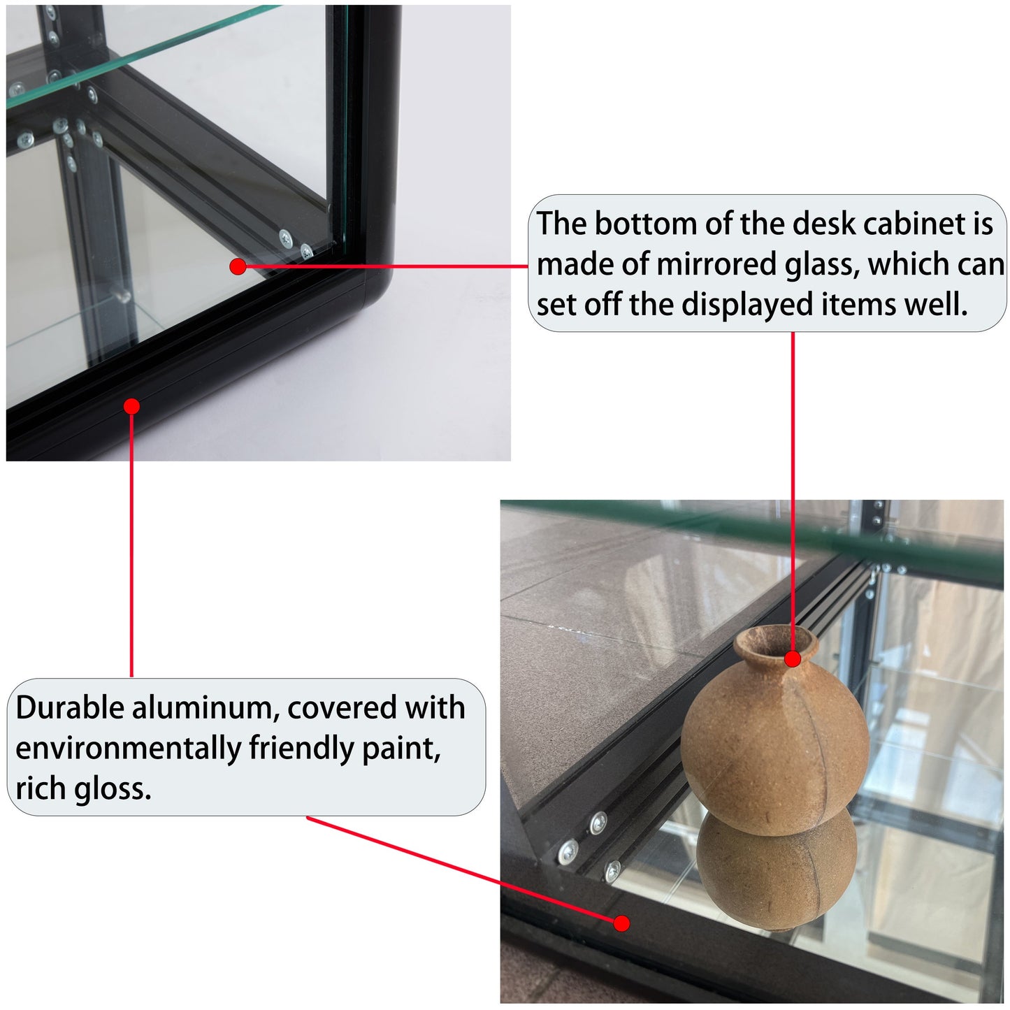 Tempered Glass Countertop Display Cabinet with Lock