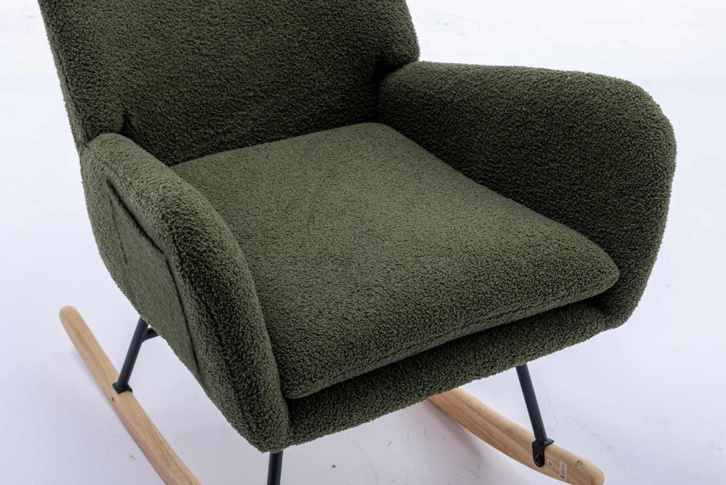35.5-Inch Soft Teddy Fabric Rocking Chair with Pockets