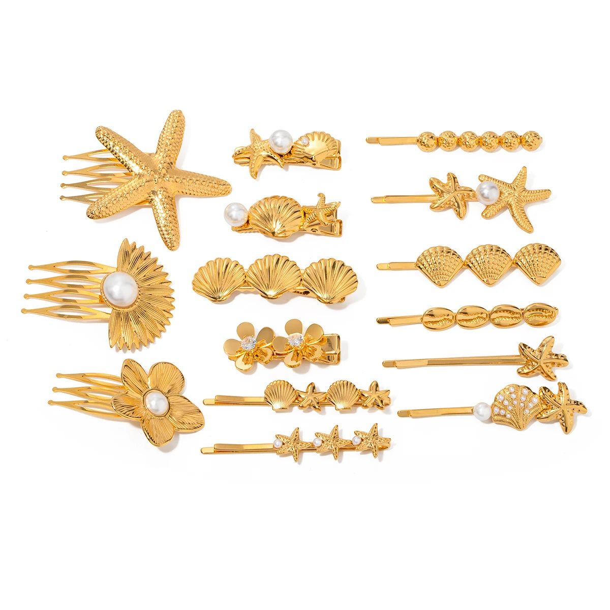 Stainless steel shell hair clip with bangs, high-end feel, ins metal hair accessories, broken hair clip at the back of the head - Korvel