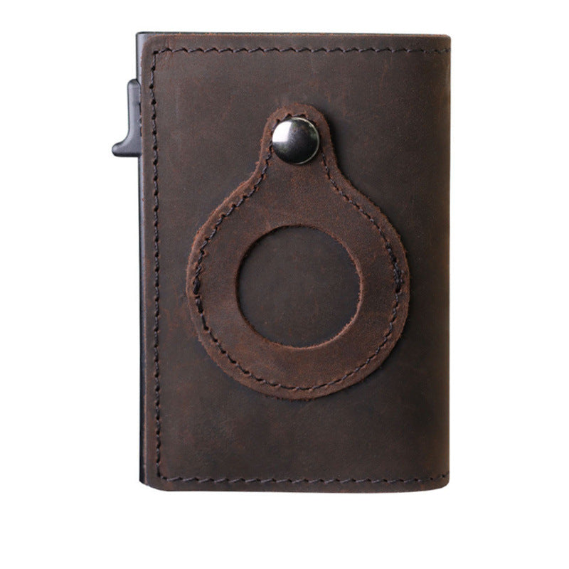 Premium Leather Bi-Fold Card Case with Air Tag Sleeve