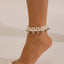 Vacation style beach imitation pearl ankle chain women's simple double-layer CCB round bead bead Anklet foot decoration - Korvel