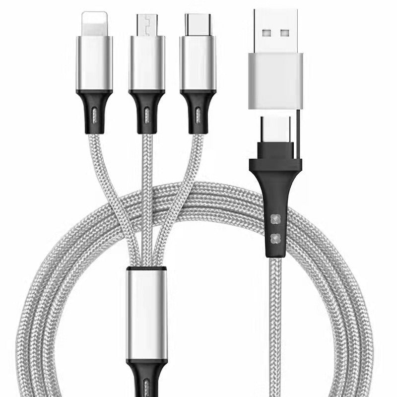 PD two to three 1.2-meter data cable TYPEC revolving three in one car phone charging cable - Korvel
