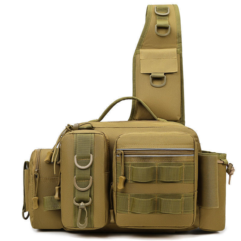 Men's Fishing Backpack: Equipped with bait box, equipment storage bag, pole holder, sling & shoulder bag design. - Korvel